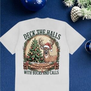 Boys White Christmas Deer Graphic T-Shirt